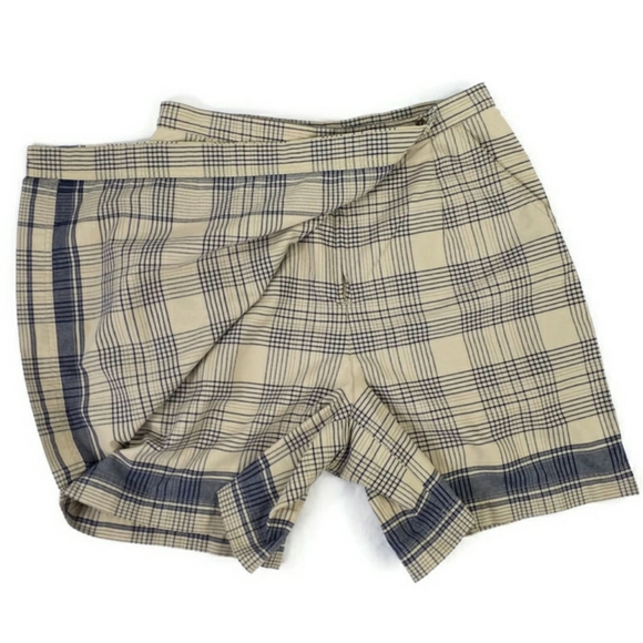 Vintage 90's Liz Claiborne LizWear Blue Khaki Plaid Wrap Skorts Womens 14 - Picture 7 of 12